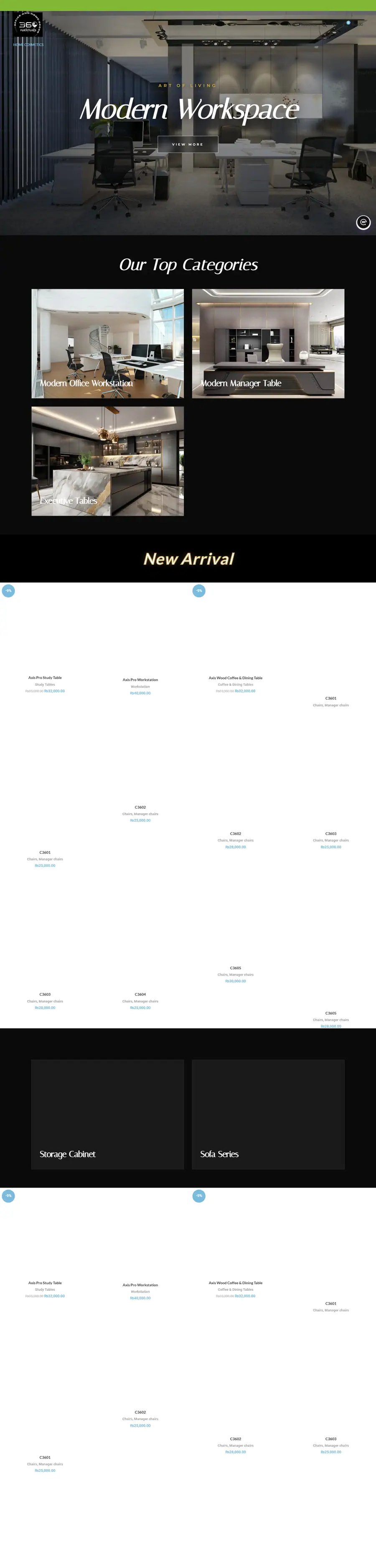 Full-page screenshot of 360 Furnitures