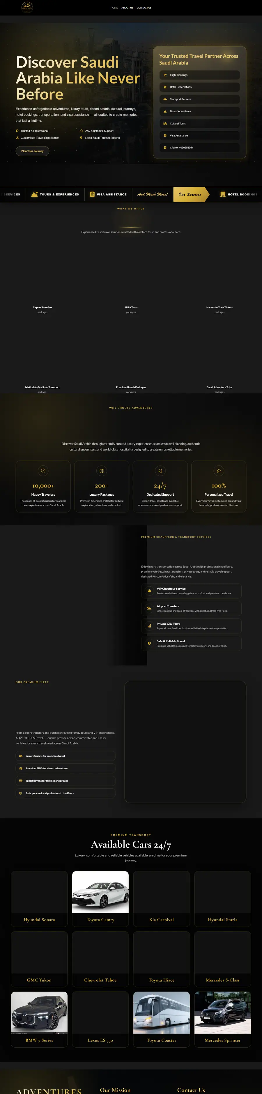 Full-page screenshot of AD Tours