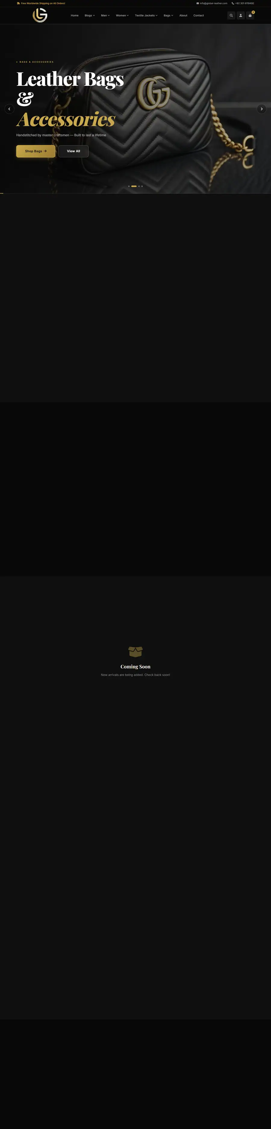 Full-page screenshot of Global Leather