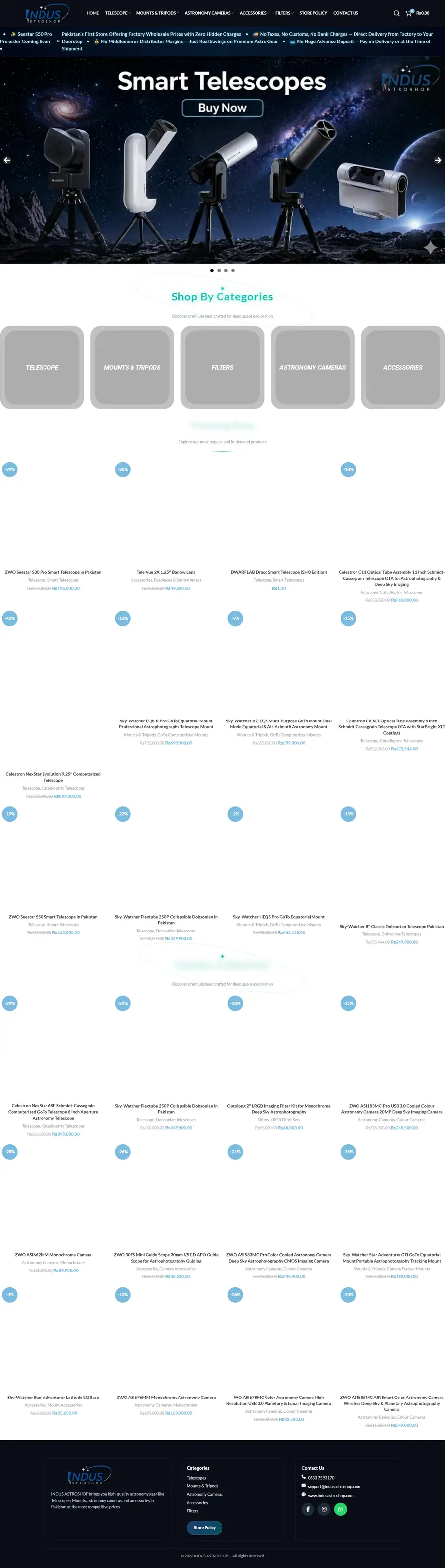 Full-page screenshot of Indus Astro Shop