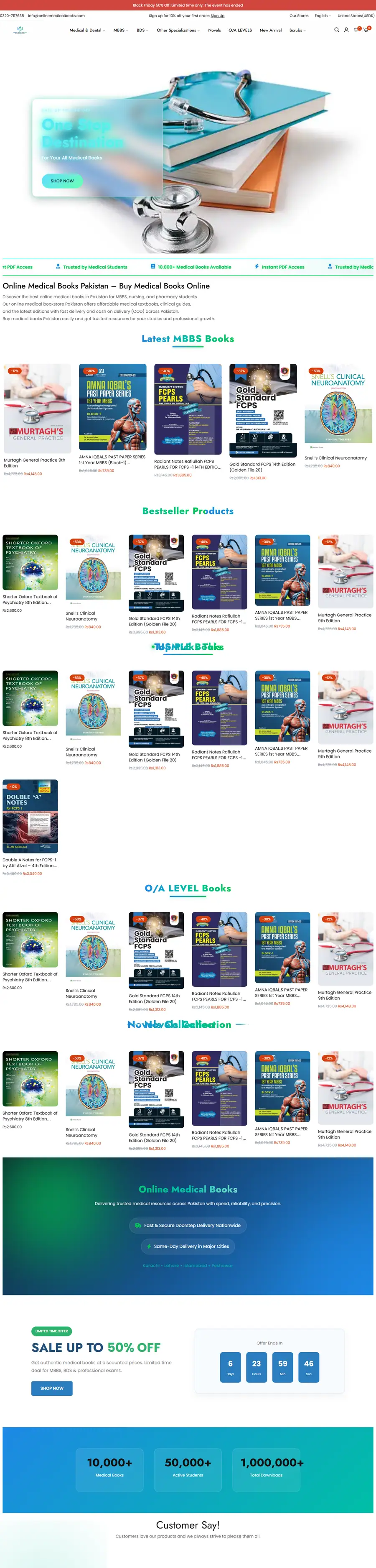 Full-page screenshot of Online Medical Books
