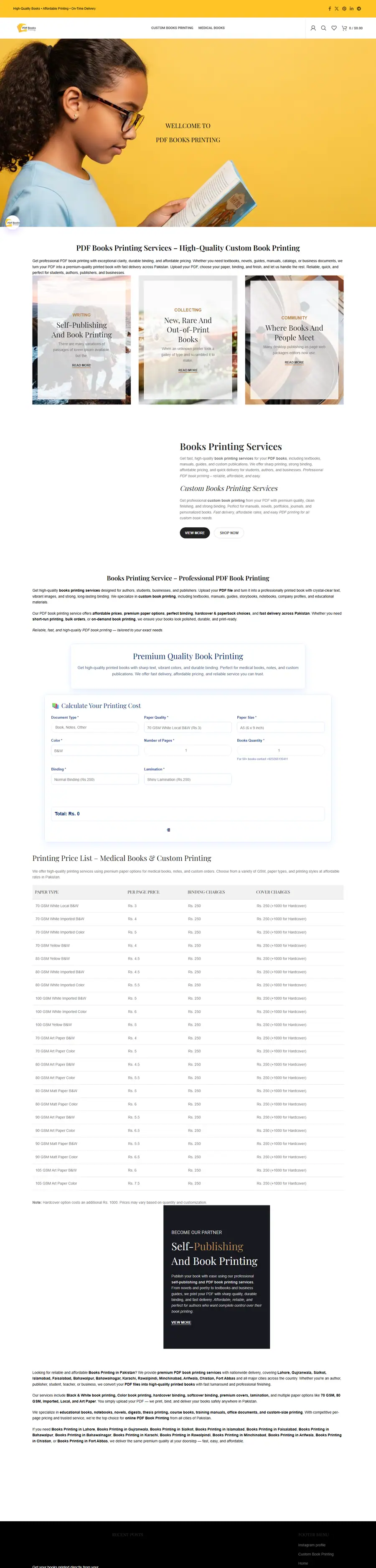 Full-page screenshot of PDF Books Printing