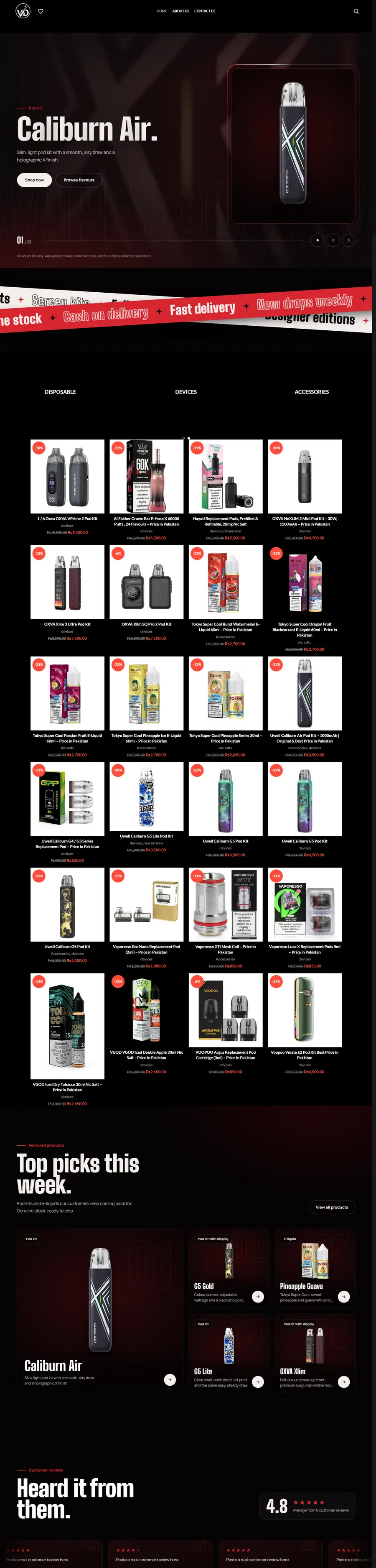 Full-page screenshot of Vapes Dock